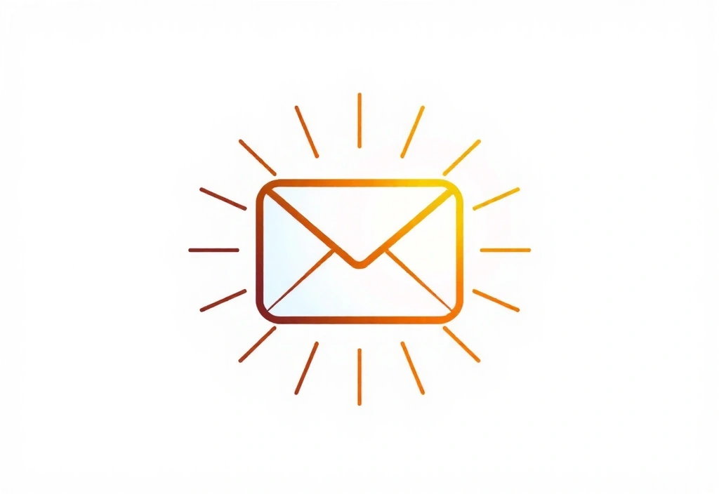 Email icon with light rays